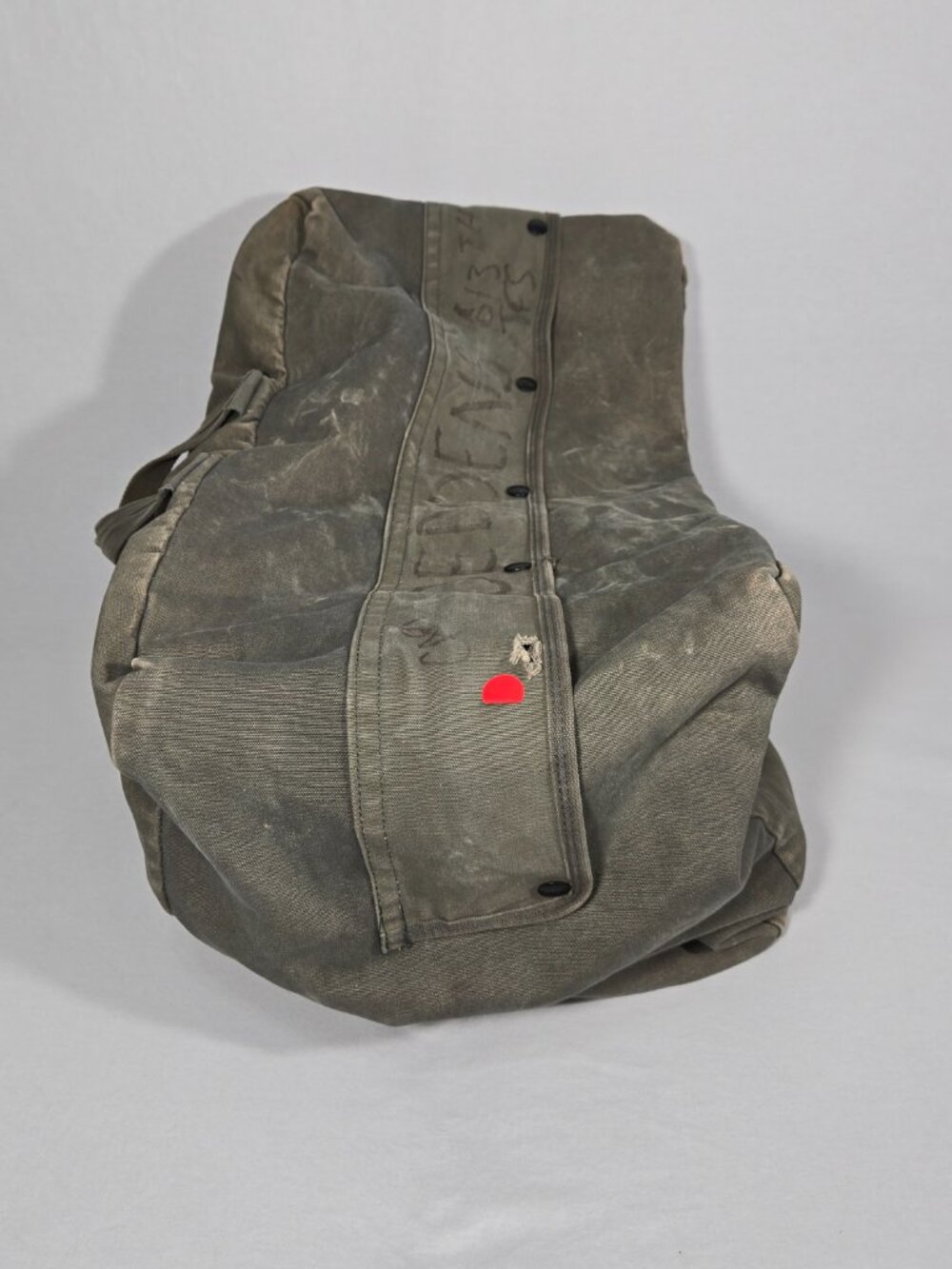 U.S.A. ORIGINAL Vintage 30s 40s Army Military SAGE CANVAS Duffel BAG Sz.33x18x15 - Picture 8 of 17